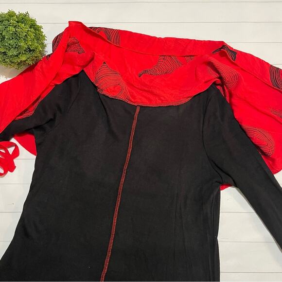 Feratelli Black Red Cyclone Tornado Top Blouse Tunic Women’s Size‎ Large - Picture 7 of 10
